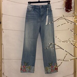 DRIFTWOOD Light Blue Floral Embroidered Jeans